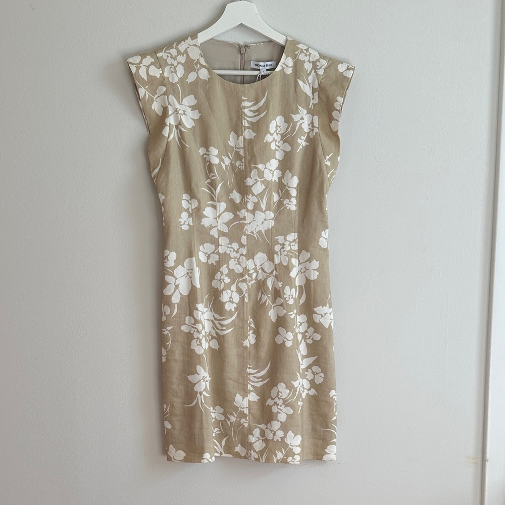 Veronica Beard Tan and White Floral Mini Dress